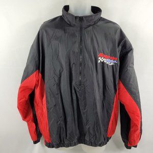 Snap-On Racing Jacket Vintage Windbreaker Black Half Zip Men's size Large